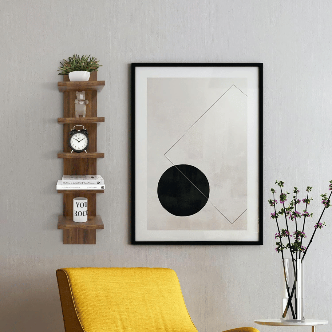 5 Tier Wall Shelf Unit,White Vertical Floating Shelf-Narrow Decorative Wall Mount Modern Wall Decor Shelves for Bedrooms, Living Rooms 5.5" x 7.2" x 31"