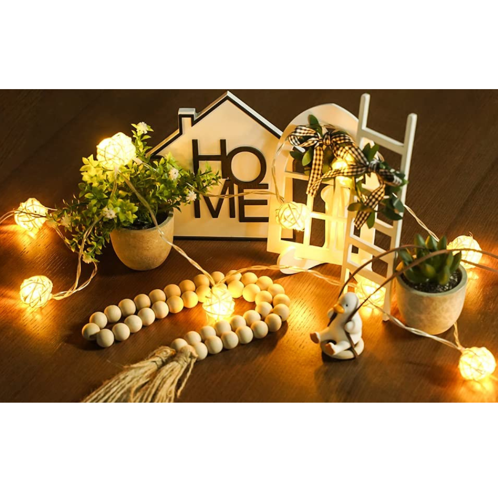 9 Pieces Farmhouse Tiered Tray Decor Set (Tray NOT Included), Rustic Tiered Tray Decoration,Rustic Table Ornaments with Vivid Duck&Rattan Ball String Lights,Housewarming Gift