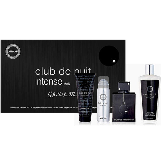 ARMAF club de nuit intense 4PC Set for Men (3.6 Fl Oz EDT + 1.7 Fl oz Perfume Body Spray + 3.4 Ounce Shower Gel + 8.4 Fl Oz Shampoo)