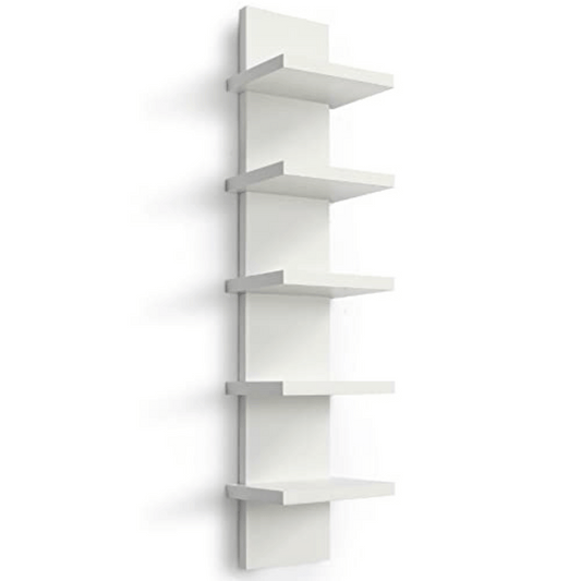 5 Tier Wall Shelf Unit,White Vertical Floating Shelf-Narrow Decorative Wall Mount Modern Wall Decor Shelves for Bedrooms, Living Rooms 5.5" x 7.2" x 31"