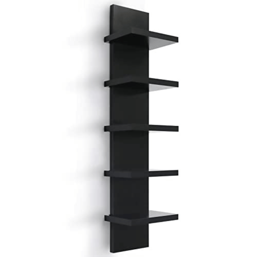 5 Tier Wall Shelf Unit,White Vertical Floating Shelf-Narrow Decorative Wall Mount Modern Wall Decor Shelves for Bedrooms, Living Rooms 5.5" x 7.2" x 31"