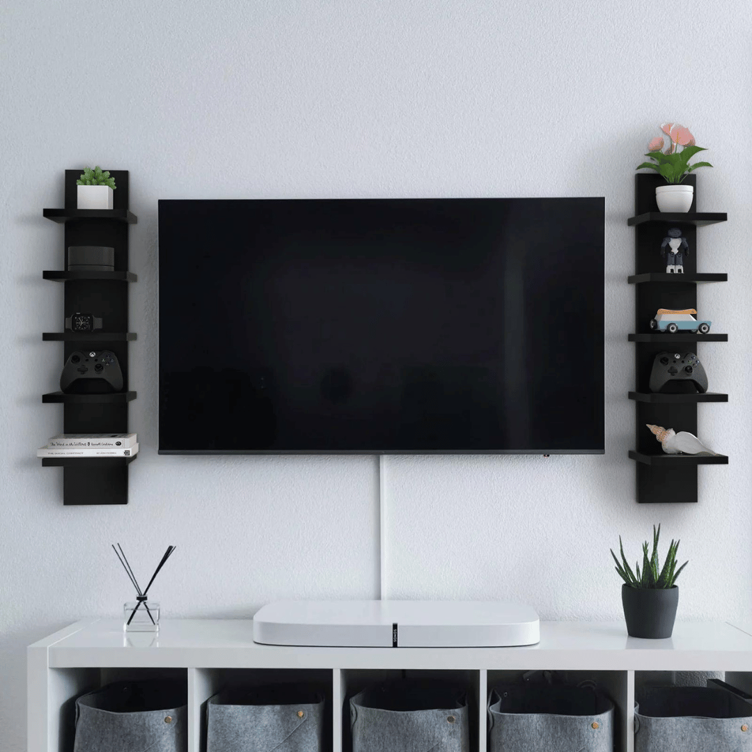 5 Tier Wall Shelf Unit,White Vertical Floating Shelf-Narrow Decorative Wall Mount Modern Wall Decor Shelves for Bedrooms, Living Rooms 5.5" x 7.2" x 31"