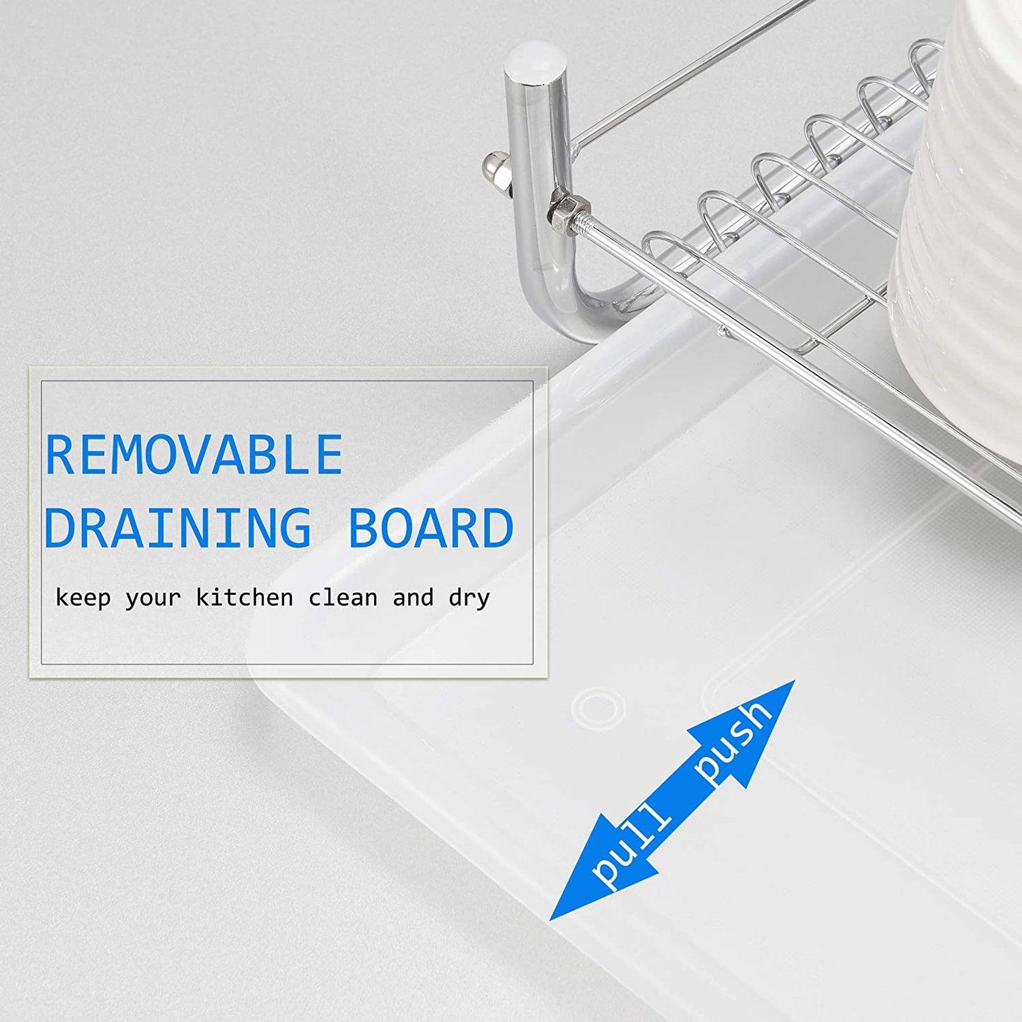 Dish Drying Rack 2 Tier, Kitchen Dish Rack with Drainboard, NATUROUS