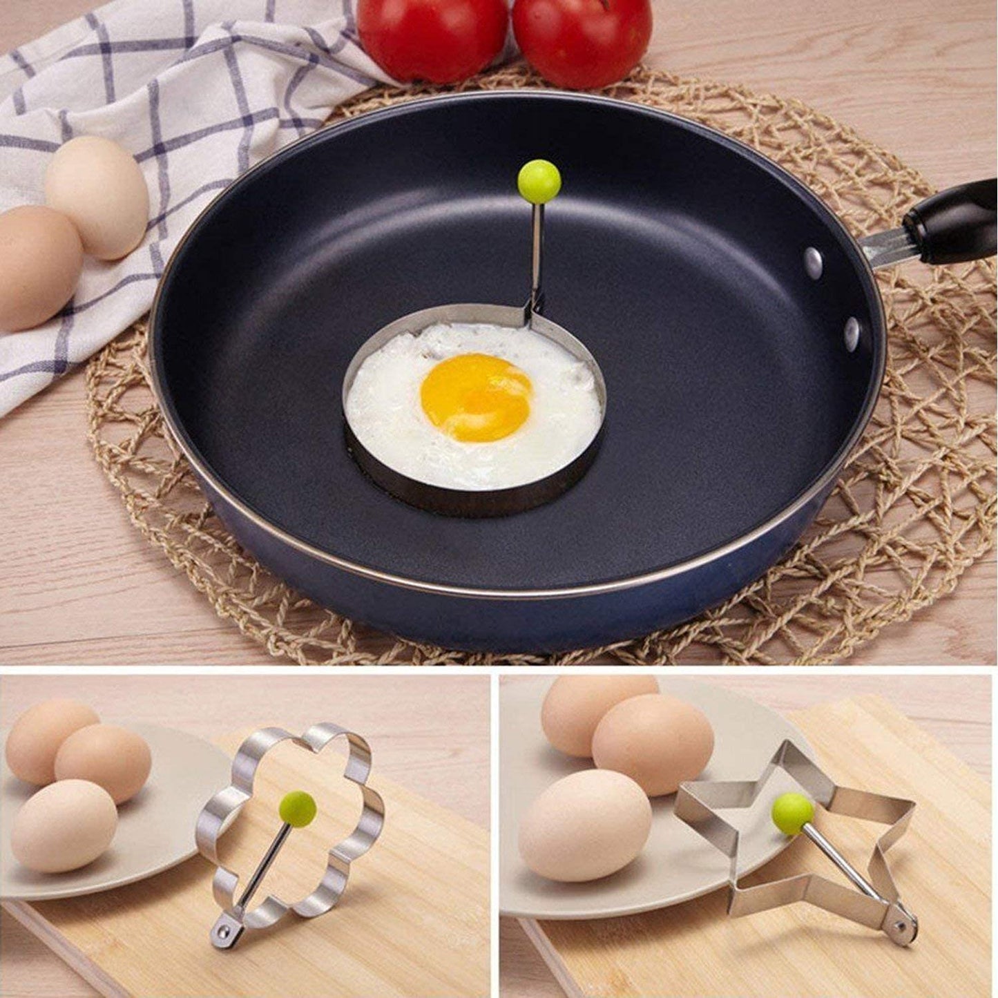 Egg Mold Ring Stainless Steel Egg Pancake Mold Ring Kitchen Utensil for Creative Breakfast 5 Piece Set Five-Pointed Star and Mickey Mouse Shaped