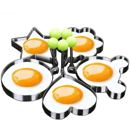 Egg Mold Ring Stainless Steel Egg Pancake Mold Ring Kitchen Utensil for Creative Breakfast 5 Piece Set Five-Pointed Star and Mickey Mouse Shaped