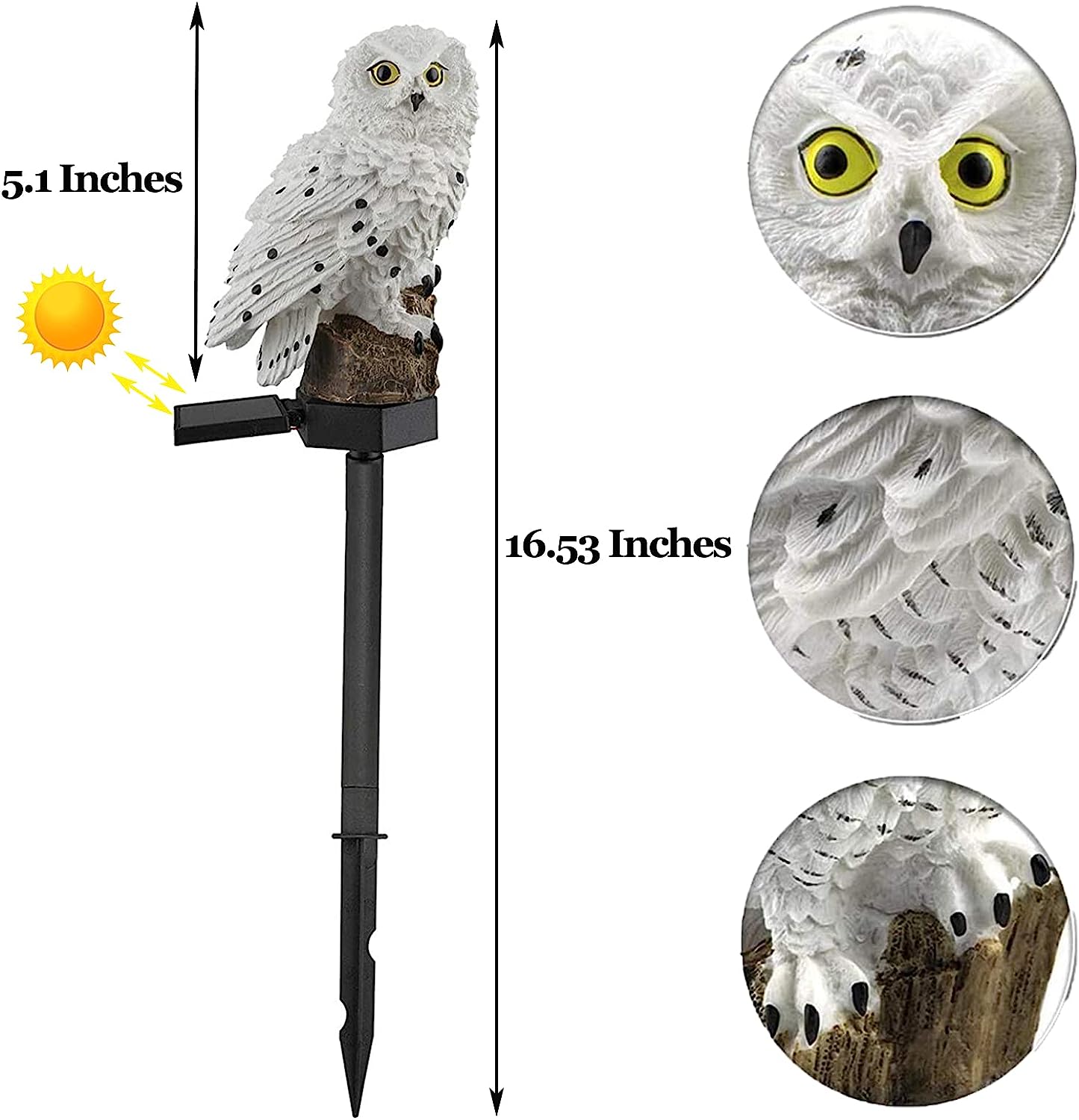 Solar Garden Light Outdoor, Owl Solar Garden Stake Light, Waterproof Warm White LED Light for Garden, Patio, Yard, Lawn, Walkway Decoration (Owl)