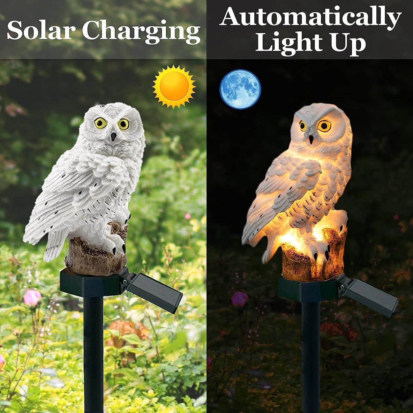 Solar Garden Light Outdoor, Owl Solar Garden Stake Light, Waterproof Warm White LED Light for Garden, Patio, Yard, Lawn, Walkway Decoration (Owl)
