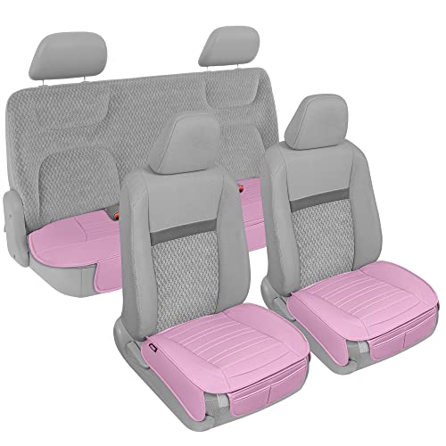 Motor Trend Beige Faux Leather 2-Pack Car Seat Cover for Front Seats, Padded Car Seat Protectors with Storage Pockets, Premium Interior Covers, Front Seat Covers for Cars Truck SUV Auto