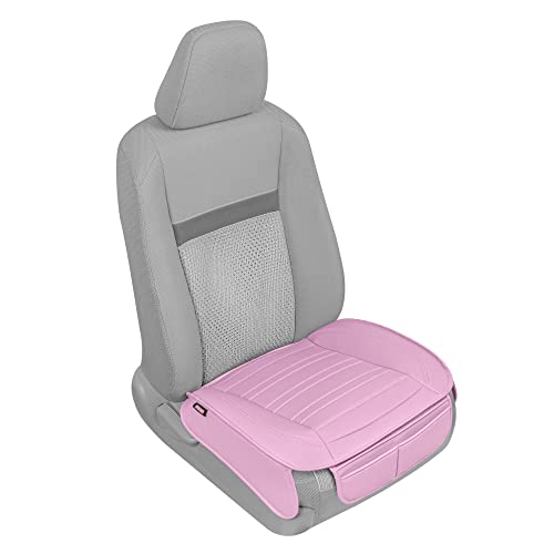 Motor Trend Beige Faux Leather 2-Pack Car Seat Cover for Front Seats, Padded Car Seat Protectors with Storage Pockets, Premium Interior Covers, Front Seat Covers for Cars Truck SUV Auto