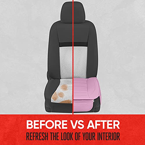 Motor Trend Beige Faux Leather 2-Pack Car Seat Cover for Front Seats, Padded Car Seat Protectors with Storage Pockets, Premium Interior Covers, Front Seat Covers for Cars Truck SUV Auto