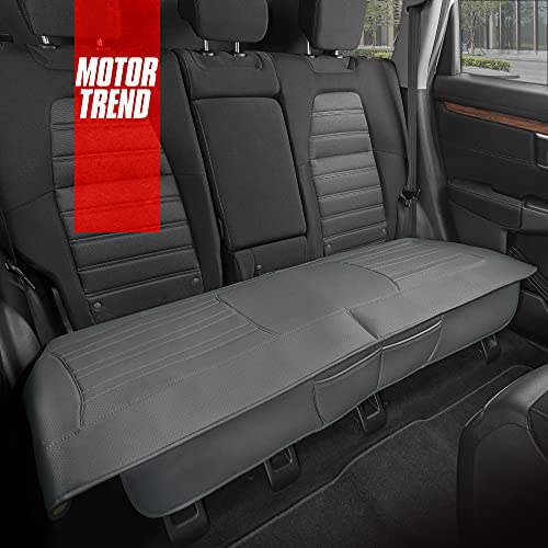 Motor Trend Beige Faux Leather 2-Pack Car Seat Cover for Front Seats, Padded Car Seat Protectors with Storage Pockets, Premium Interior Covers, Front Seat Covers for Cars Truck SUV Auto