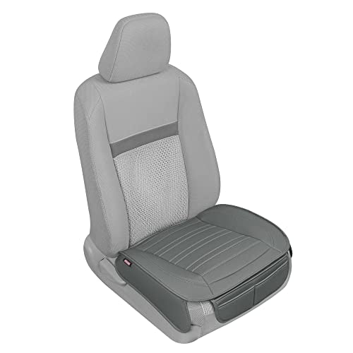 Motor Trend Beige Faux Leather 2-Pack Car Seat Cover for Front Seats, Padded Car Seat Protectors with Storage Pockets, Premium Interior Covers, Front Seat Covers for Cars Truck SUV Auto