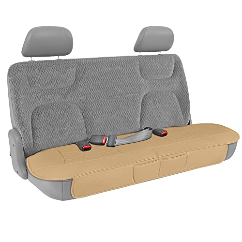 Motor Trend Beige Faux Leather 2-Pack Car Seat Cover for Front Seats, Padded Car Seat Protectors with Storage Pockets, Premium Interior Covers, Front Seat Covers for Cars Truck SUV Auto