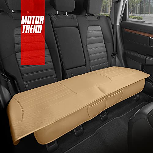 Motor Trend Beige Faux Leather 2-Pack Car Seat Cover for Front Seats, Padded Car Seat Protectors with Storage Pockets, Premium Interior Covers, Front Seat Covers for Cars Truck SUV Auto