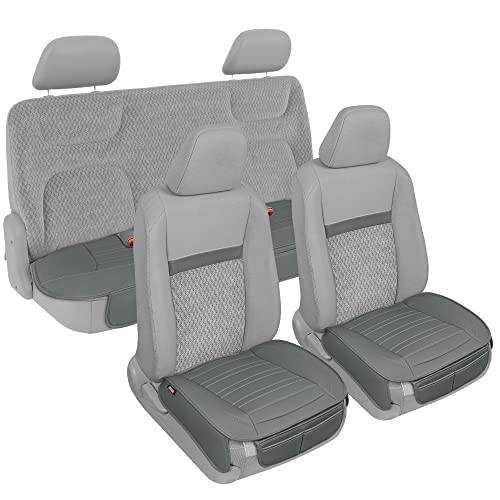 Motor Trend Beige Faux Leather 2-Pack Car Seat Cover for Front Seats, Padded Car Seat Protectors with Storage Pockets, Premium Interior Covers, Front Seat Covers for Cars Truck SUV Auto