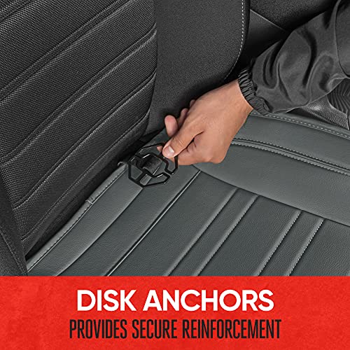 Motor Trend Beige Faux Leather 2-Pack Car Seat Cover for Front Seats, Padded Car Seat Protectors with Storage Pockets, Premium Interior Covers, Front Seat Covers for Cars Truck SUV Auto