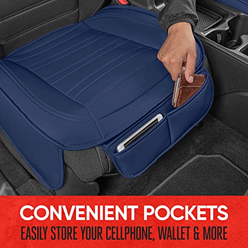 Motor Trend Beige Faux Leather 2-Pack Car Seat Cover for Front Seats, Padded Car Seat Protectors with Storage Pockets, Premium Interior Covers, Front Seat Covers for Cars Truck SUV Auto
