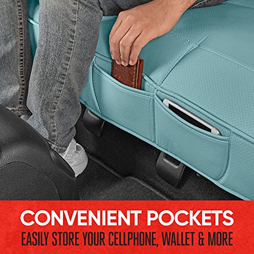 Motor Trend Beige Faux Leather 2-Pack Car Seat Cover for Front Seats, Padded Car Seat Protectors with Storage Pockets, Premium Interior Covers, Front Seat Covers for Cars Truck SUV Auto