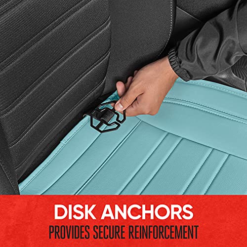 Motor Trend Beige Faux Leather 2-Pack Car Seat Cover for Front Seats, Padded Car Seat Protectors with Storage Pockets, Premium Interior Covers, Front Seat Covers for Cars Truck SUV Auto