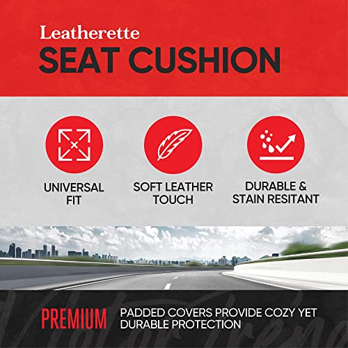 Motor Trend Beige Faux Leather 2-Pack Car Seat Cover for Front Seats, Padded Car Seat Protectors with Storage Pockets, Premium Interior Covers, Front Seat Covers for Cars Truck SUV Auto