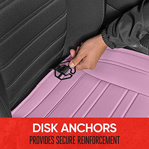 Motor Trend Beige Faux Leather 2-Pack Car Seat Cover for Front Seats, Padded Car Seat Protectors with Storage Pockets, Premium Interior Covers, Front Seat Covers for Cars Truck SUV Auto