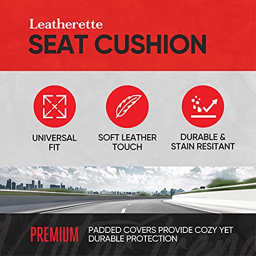 Motor Trend Beige Faux Leather 2-Pack Car Seat Cover for Front Seats, Padded Car Seat Protectors with Storage Pockets, Premium Interior Covers, Front Seat Covers for Cars Truck SUV Auto