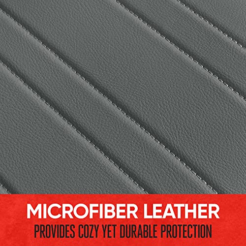 Motor Trend Beige Faux Leather 2-Pack Car Seat Cover for Front Seats, Padded Car Seat Protectors with Storage Pockets, Premium Interior Covers, Front Seat Covers for Cars Truck SUV Auto