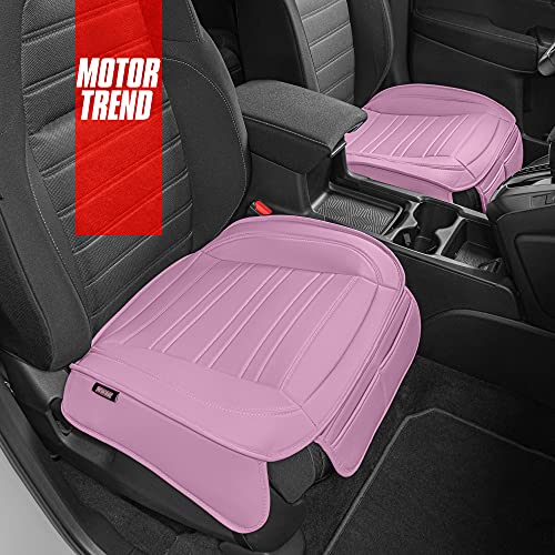 Motor Trend Beige Faux Leather 2-Pack Car Seat Cover for Front Seats, Padded Car Seat Protectors with Storage Pockets, Premium Interior Covers, Front Seat Covers for Cars Truck SUV Auto