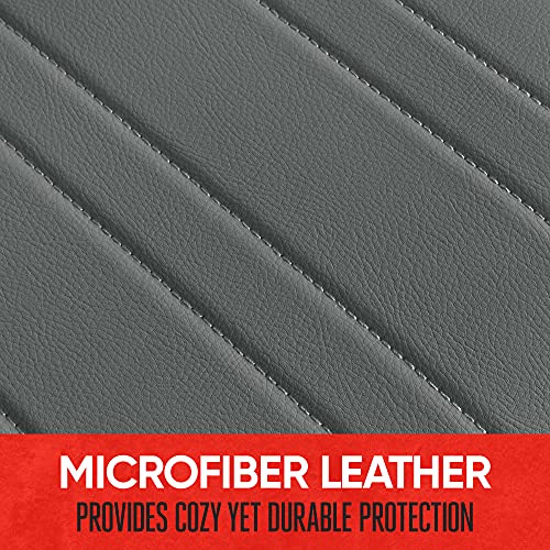 Motor Trend Beige Faux Leather 2-Pack Car Seat Cover for Front Seats, Padded Car Seat Protectors with Storage Pockets, Premium Interior Covers, Front Seat Covers for Cars Truck SUV Auto