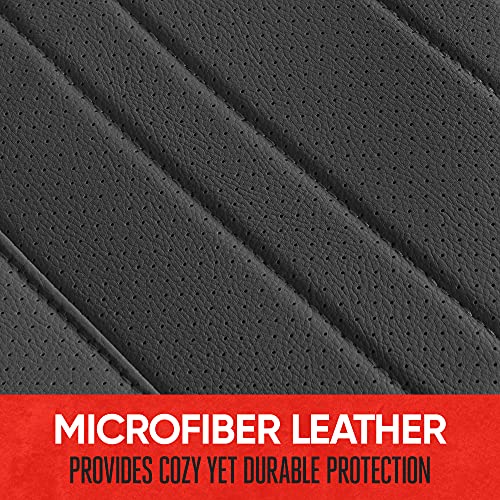 Motor Trend Beige Faux Leather 2-Pack Car Seat Cover for Front Seats, Padded Car Seat Protectors with Storage Pockets, Premium Interior Covers, Front Seat Covers for Cars Truck SUV Auto