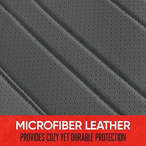 Motor Trend Beige Faux Leather 2-Pack Car Seat Cover for Front Seats, Padded Car Seat Protectors with Storage Pockets, Premium Interior Covers, Front Seat Covers for Cars Truck SUV Auto