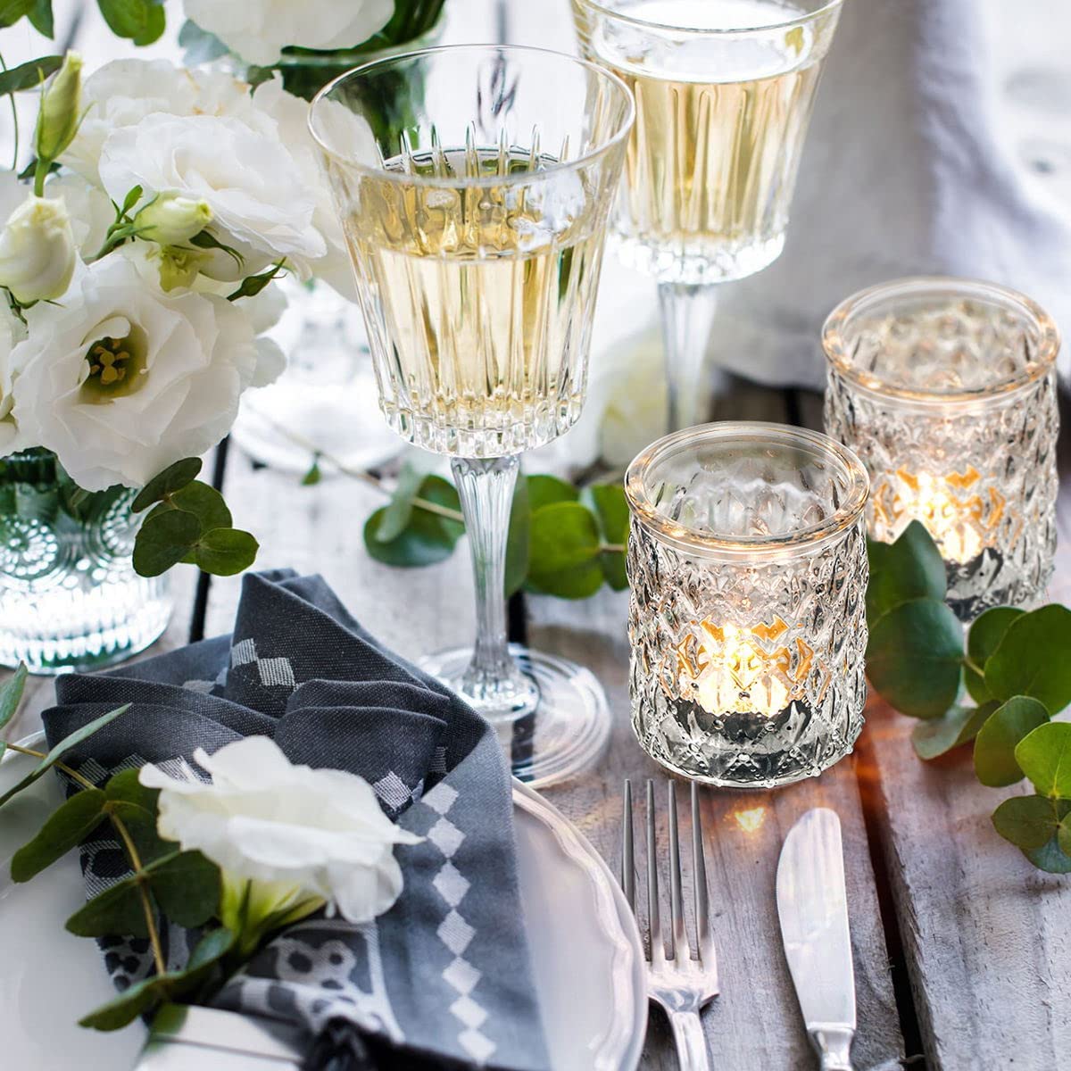 12pcs Votive Candle Holders, Clear Glass Candle Holder in Bulk, Tealight Candle Holder for Wedding Decor, Home Decor and Holiday Decor