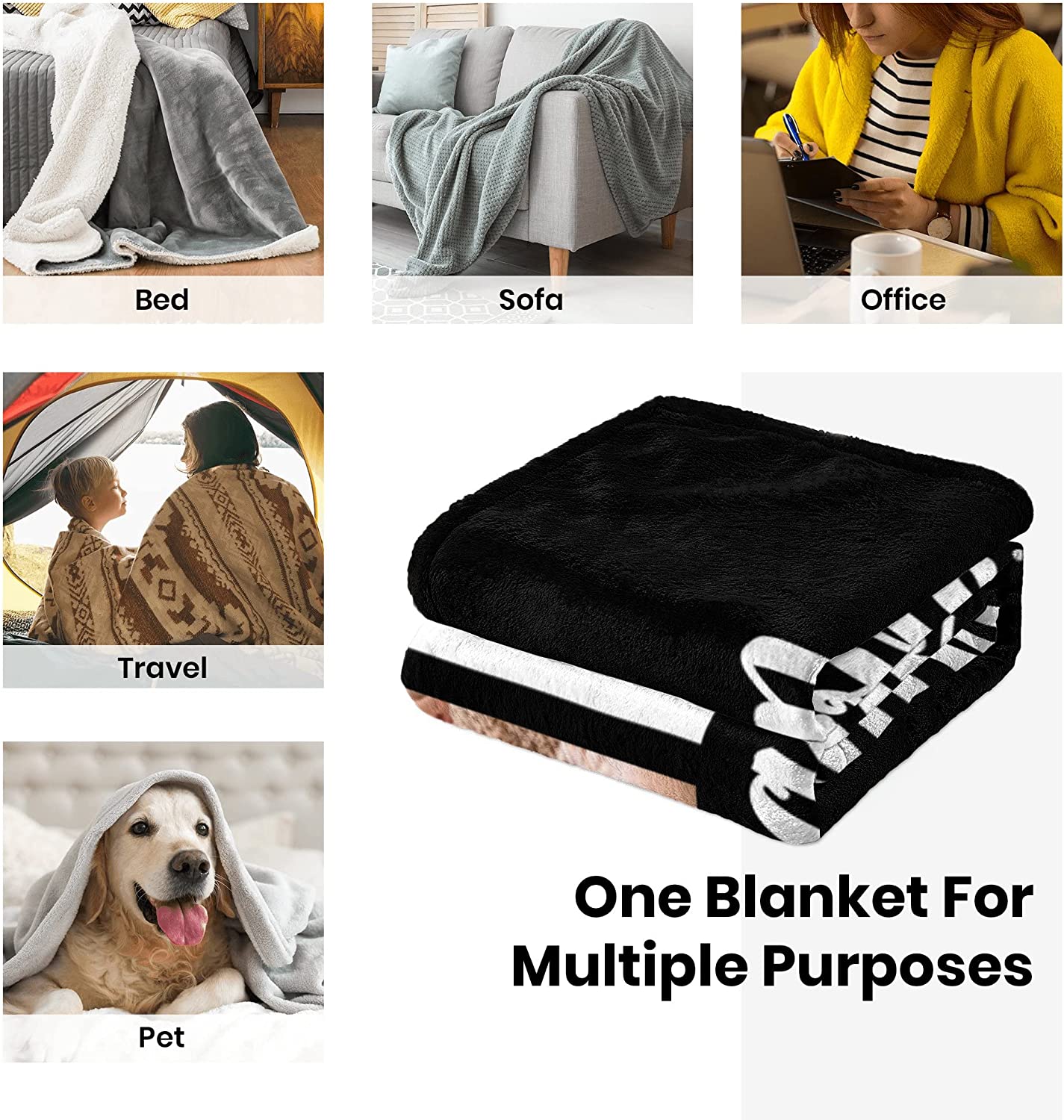 Mothers Day Birthday Gifts for Mom, Personalized Blanket with Photos to My Mom Gift from Daughter Son, Custom Mom Blanket with Pictures Text, Valentines Day for Mom Grandma Women