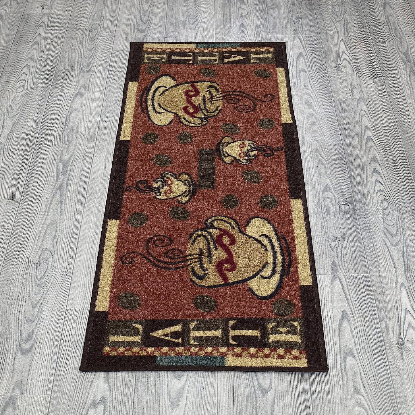 Kitchen runner rug, 20"X59", Dark Orange Coffee Cup