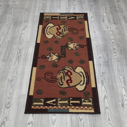 Kitchen runner rug, 20"X59", Dark Orange Coffee Cup