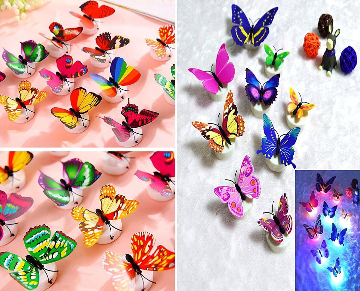 LED Butterfly Decoration Night Light 3D Butterfly Sticker Wall Light for Garden,Backyard,Lawn,Party,Festive(12PCS)