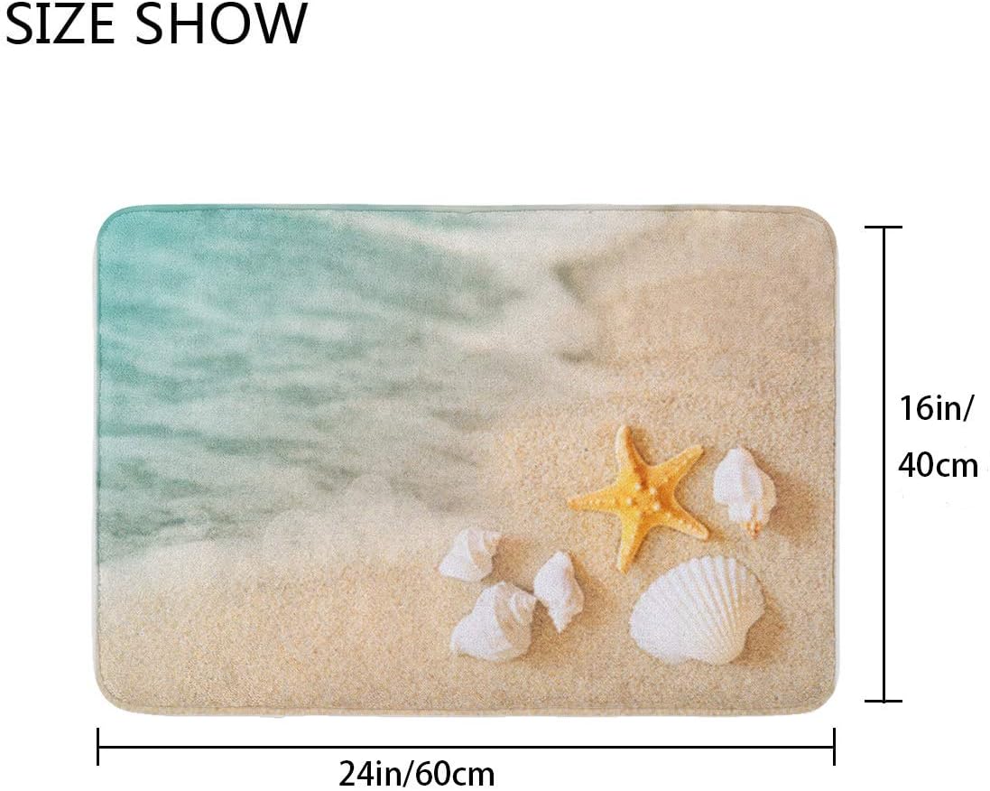 Bath Mats for Bathroom, Bathroom Mats Rugs No Silp, Beach Starfish Sea Shell Washable Cover Floor Rug Carpets Floor Mat