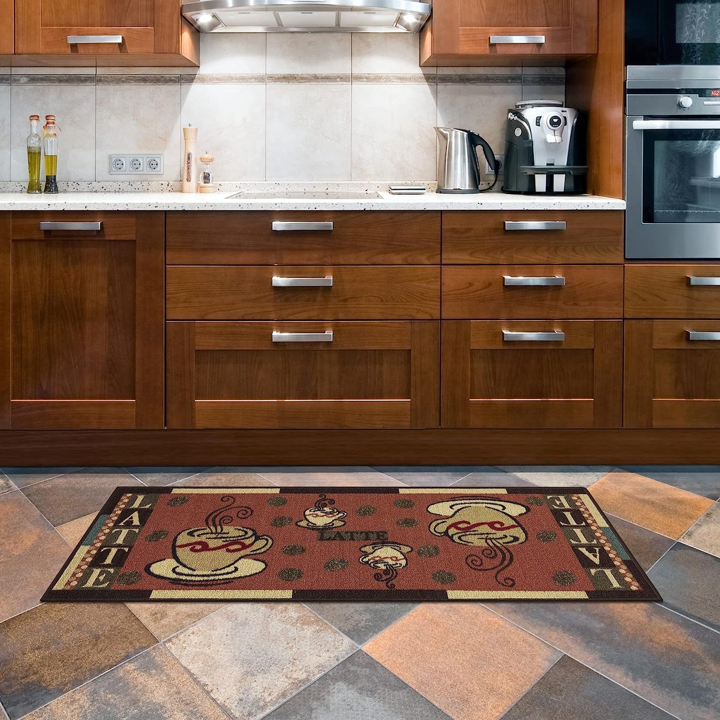 Kitchen runner rug, 20"X59", Dark Orange Coffee Cup