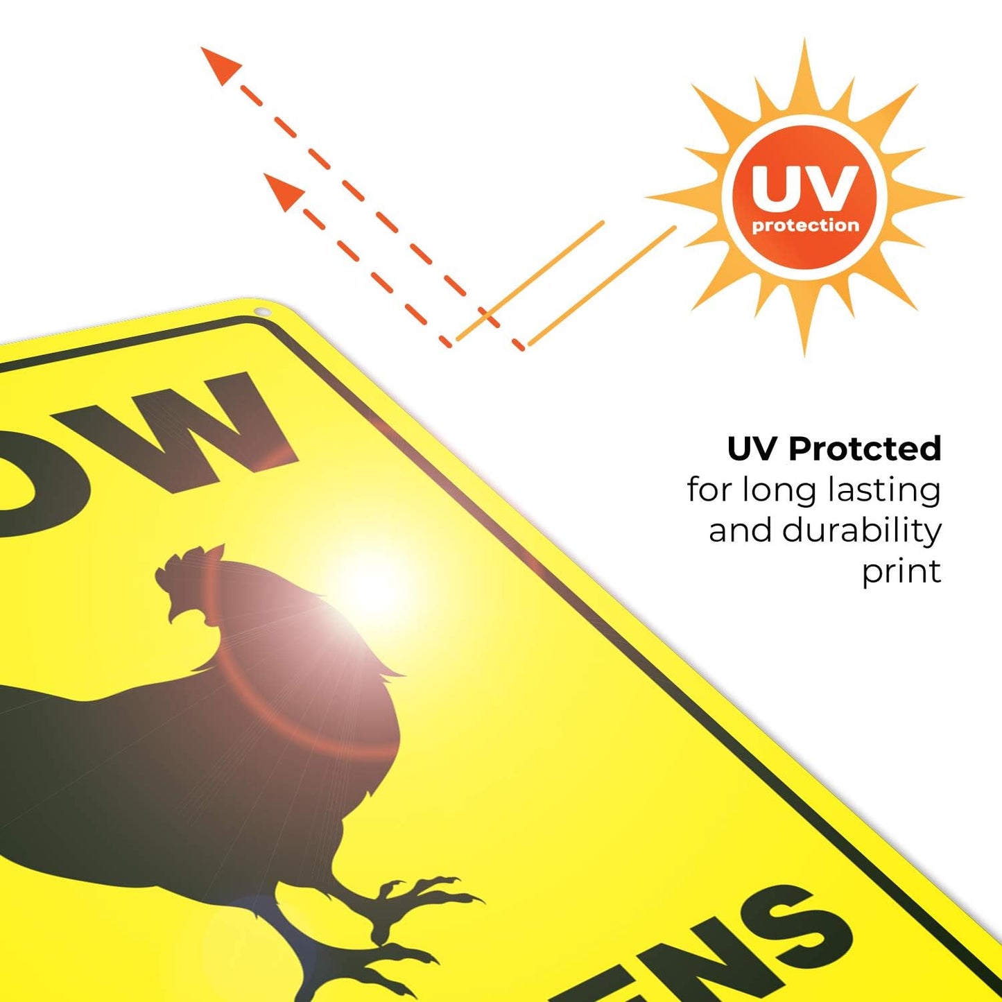 10x14" Chicken Crossing Sign, Chickens at Play, Chicken Coop Funny, Rust Free Aluminum