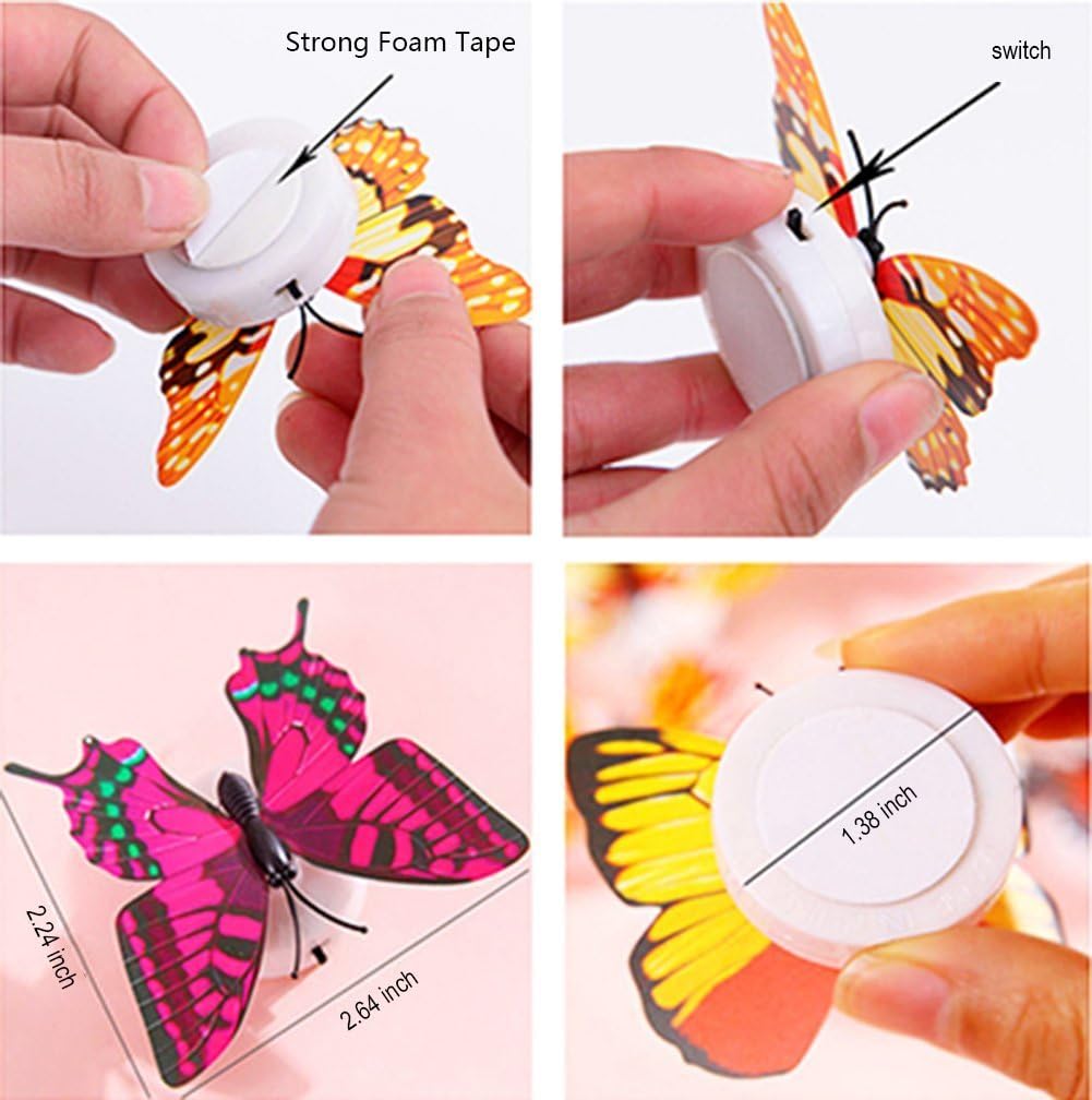 LED Butterfly Decoration Night Light 3D Butterfly Sticker Wall Light for Garden,Backyard,Lawn,Party,Festive(12PCS)