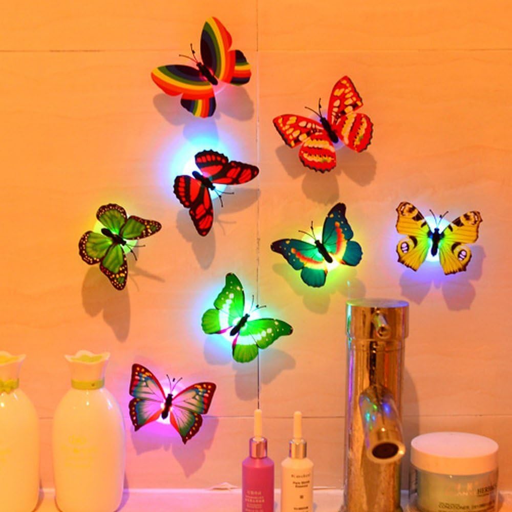 LED Butterfly Decoration Night Light 3D Butterfly Sticker Wall Light for Garden,Backyard,Lawn,Party,Festive(12PCS)
