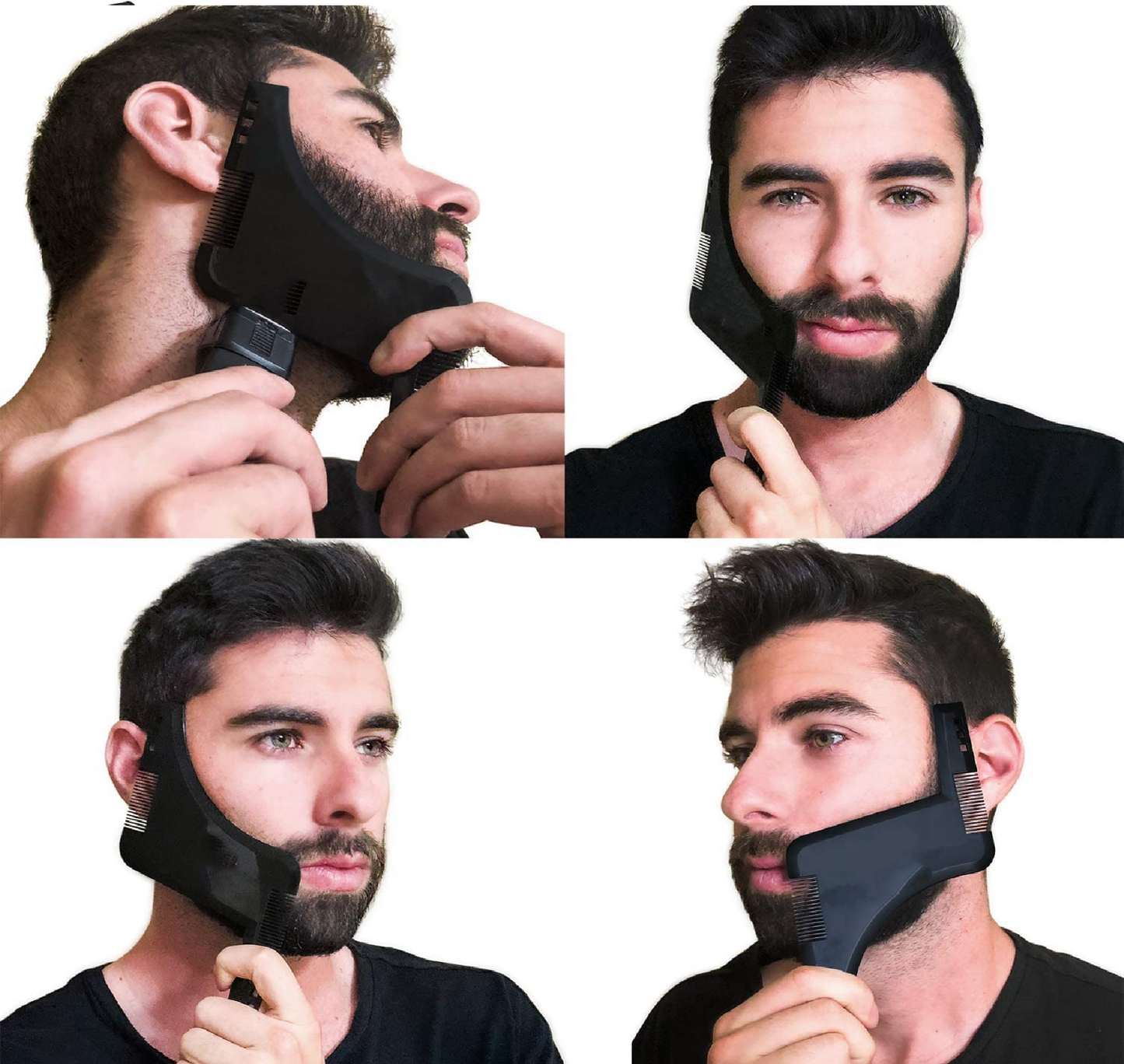 JMH Beard Shaping & Styling Tool 2 Pack for Men, Inbuilt Comb for Perfect line up & Edging, Black
