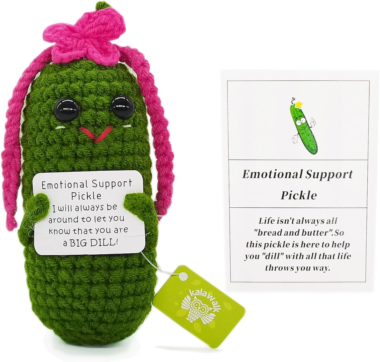 Funny Positive Pickle 1 Pcs Crochet Gifts with Positive Affirmations Cards for Inspirational Novelty Good Luck Gifts and Party Decorations