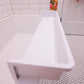 Bathtub Splash Guard Play Shelf Area - Toy Tray Caddy Holder Storage - Suction Cups Attach to Bath Tub - No Mess Water Spill in Bathroom - Fun for Toddlers Kids Baby (White)