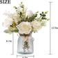 Fake Flowers with Vase, Artificial Flowers in Vase, Table Centerpieces for Dining Room, Silk Flower Arrangements Set, Living Room Bathroom Plants Decor, Dining Table Centerpieces (White)