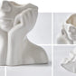 Ceramic Face Vase, White Flower Vase for Decor, 5.3" W x 4.7" H Modern Decorative Vase Centerpiece for Table Shelf Living Room Office Bedroom