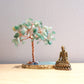Buddha Statue with Healing Crystal Tree, Tree of Life for Positive Energy. Home Decor Yoga Meditation. Green.(B)