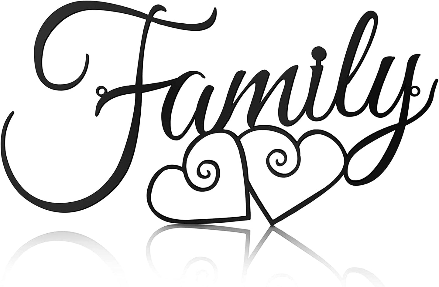 Family Wall Sign Family Wall Decor Sign Family Word Wall Art Family Wall Hanging Decoration for Home Dining Room Kitchen Door Decorations Wall Decor (Black,Metal)