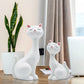 2 PCS White Ceramic Cat Figurines with LED Light, Cute Kitten Statue Home Decor, Cat Decor for Cat Lovers, Desktop Decorations for Cat Lovers, Birthday Gifts