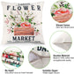 Spring Pillow Covers 18x18 Inch Set of 4 Fresh Flower Market Spring Decorations Throw Farmhouse Pillowcase Linen Cushion Case for Spring Home Décor